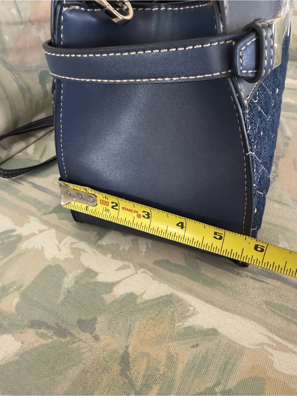 True Religion Denim Quilted Satchel Crossbody Bag Horseshoe Studded - Picture 8 of 8
